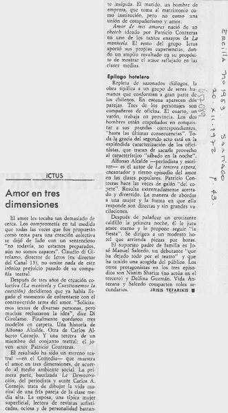 Amor en tres dimensiones  [artículo] Jrisis Tefarikis.