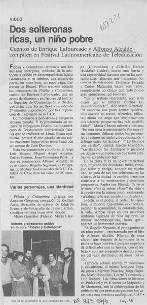 Dos solteronas ricas, un niño pobre.  [artículo]