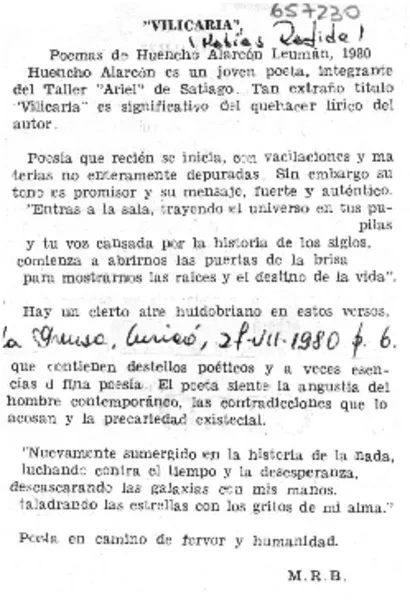 Vilicaria  [artículo] M. R. B.
