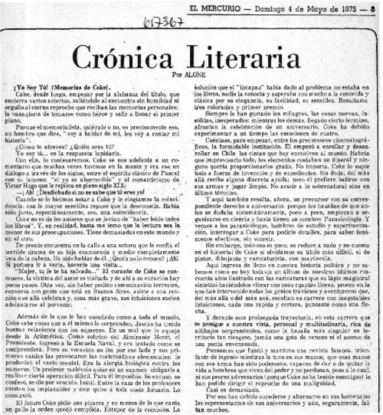 Crónica literaria  [artículo] Alone.