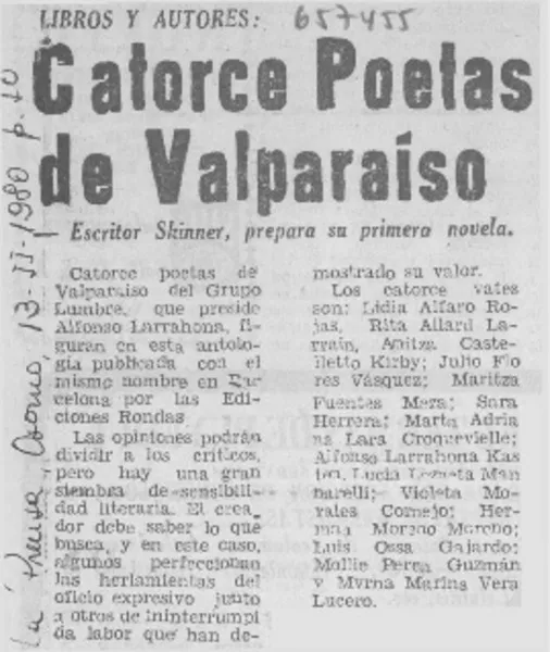 Catorce poetas de Valparaíso.  [artículo]