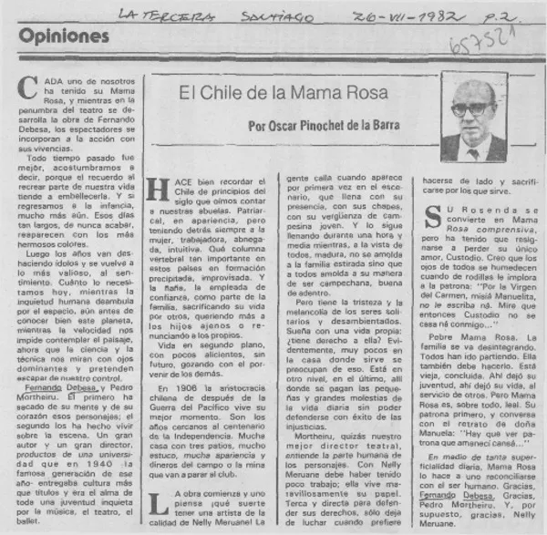 El Chile de la Mama Rosa  [artículo] Oscar Pinochet de la Barra.