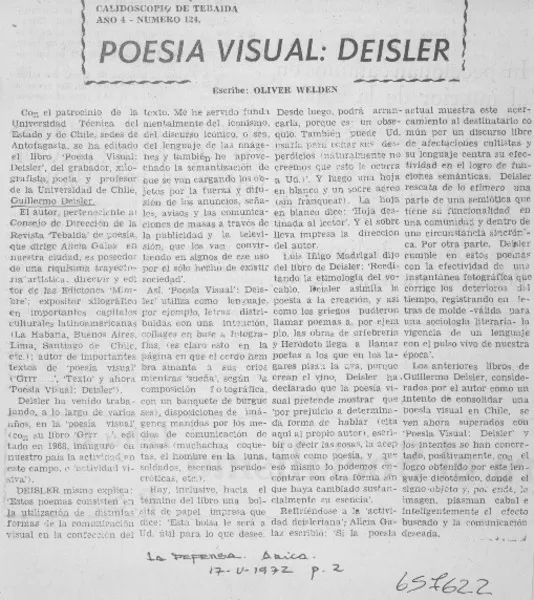 Poesía visual, Deisler  [artículo] Oliver Welden.