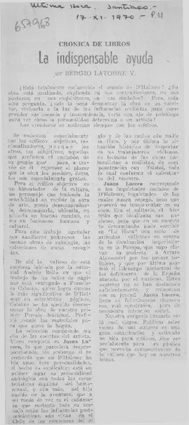 La indispensable ayuda  [artículo] Sergio Latorre V.