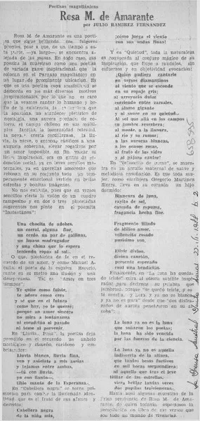 Rosa M. de Amarante  [artículo] Julio Ramírez Fernández.