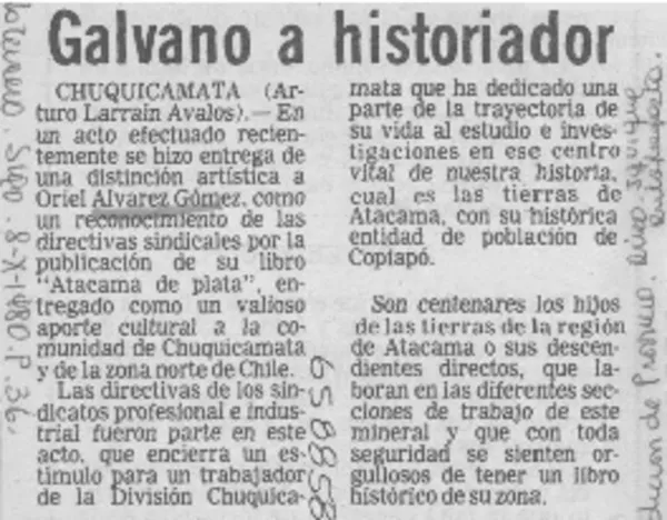 Galvano a historiador.  [artículo]