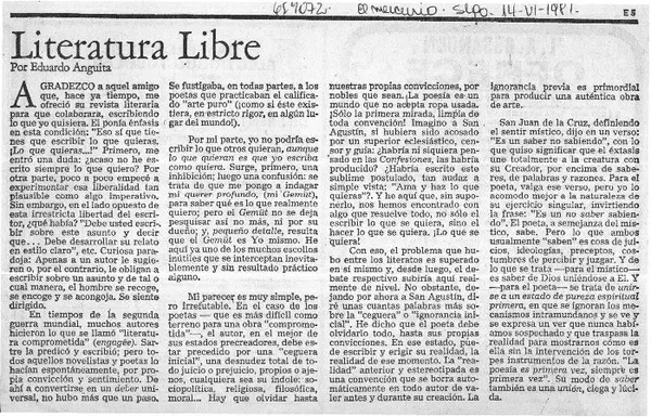 Literatura libre  [artículo] Eduardo Anguita.