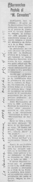 Barrenechea postula al "M. Cervantes".  [artículo]