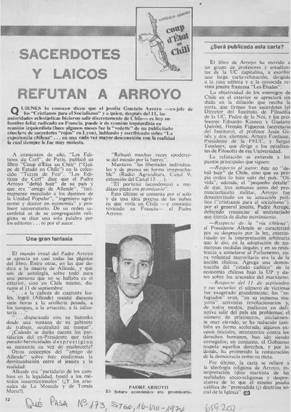 Sacerdotes y laicos refutan a Arroyo.  [artículo]