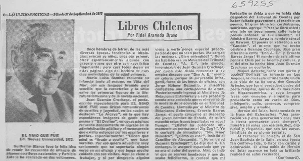 Libros chilenos  [artículo] Fidel Araneda Bravo.