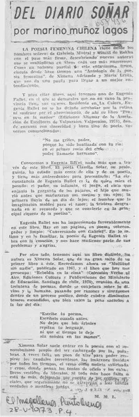 Del diario soñar  [artículo] Marino Muñoz Lagos.