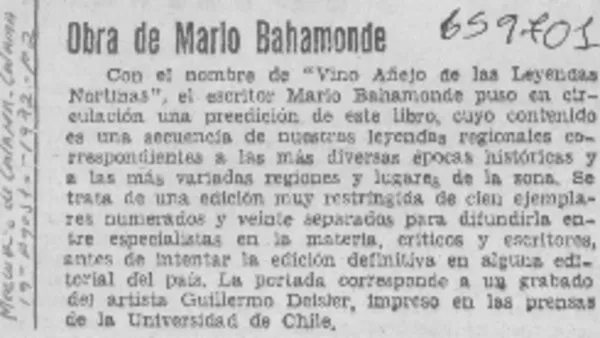 Obra de Mario Bahamonde.  [artículo]