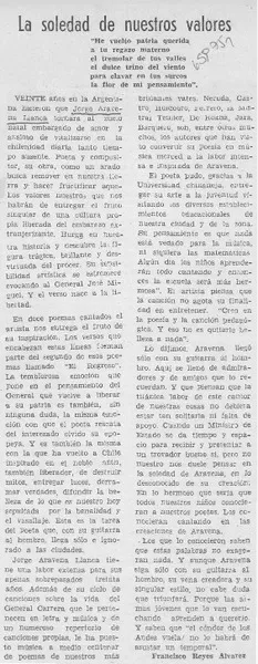 La soledad de nuestros valores  [artículo] Francisco Reyes Alvarez.