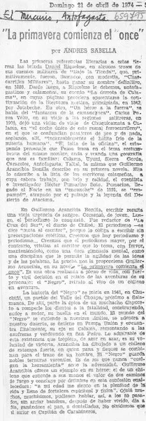 La primavera comienza el once  [artículo] Andrés Sabella.