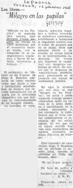"Milagro en las pupilas"  [artículo] J.M.V.