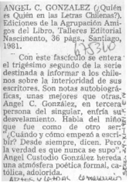 Angel C. González.  [artículo]