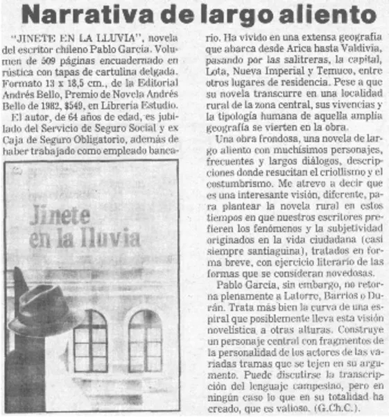 Narrativa de largo aliento  [artículo] G. Ch. C.