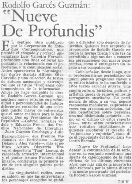 Nueve De profundis"  [artículo] T. M. H.
