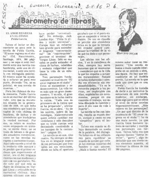 El amor regresa en el otoño  [artículo] Claudio Solar.