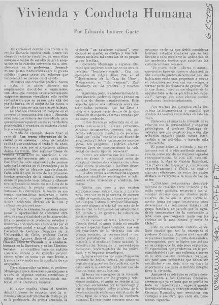 Vivienda y conducta humana  [artículo] Eduardo Latorre Gaete.