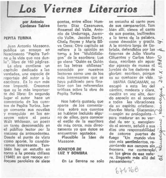 Pepita Turina  [artículo] Antonio Cárdenas Tabies.