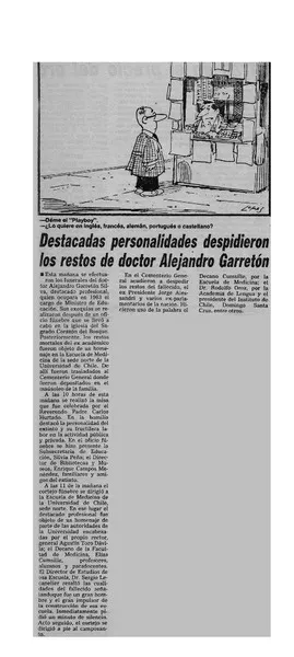 Destacadas personalidades despidieron los restos de doctor Alejandro Garretón.  [artículo]