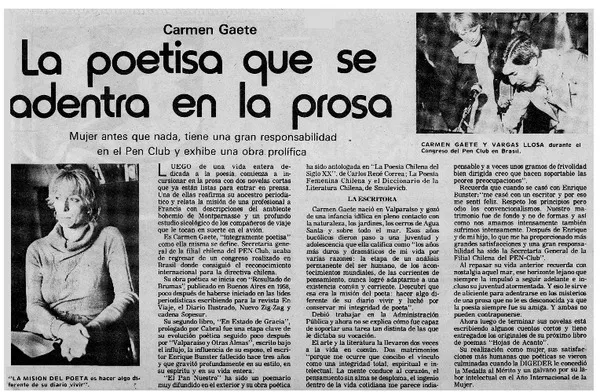 La poetisa que se adentra en la prosa.  [artículo]