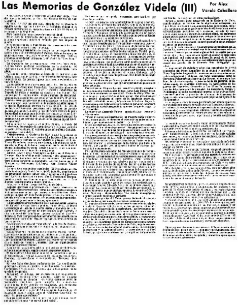 Las Memorias de González Videla (III)  [artículo] Alex Varela Caballero.