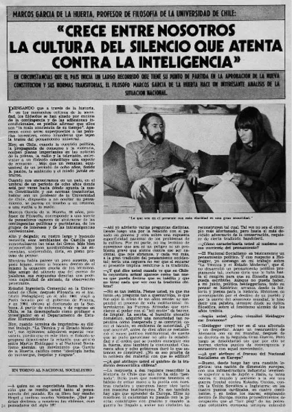 Crece entre nosotros la cultura del silencio que atenta contra la inteligencia : [Entrevista] [artículo] Elizabeth Subercaseaux.