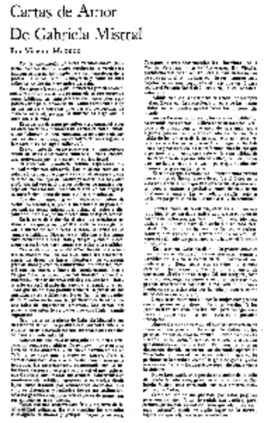 Cartas de amor de Gabriela Mistral  [artículo] Vicente Mengod.