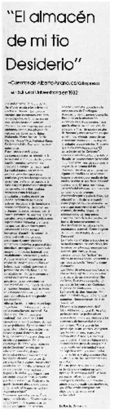 El Almacén de mitío Desiderio"  [artículo] Edilberto Domarchi V.