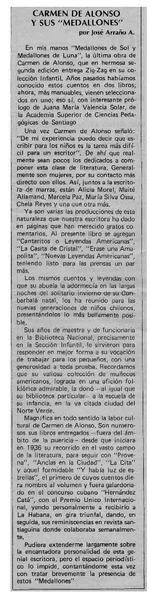 Carmen de Alonso y su "medallones"  [artículo] José Arraño A.