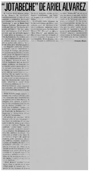 Jotabeche" de Ariel Alvarez  [artículo] Gonzalo Drago.