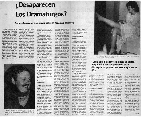 Desaparecen los dramaturgos? [entrevista] [artículo]