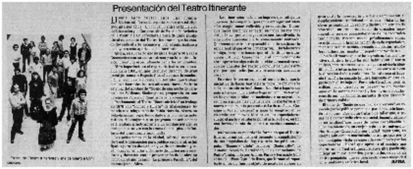 Presentación del teatro itinerante  [artículo] Justus.