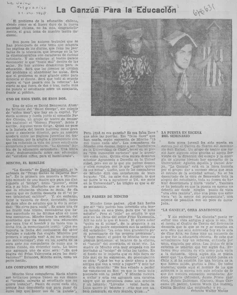 La ganzúa para la educación  [artículo] Orlando Walter Muñoz.