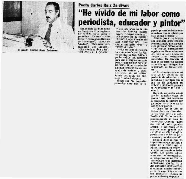 He leído de mi labor como periodista, eduacdor y pintor".  [artículo]