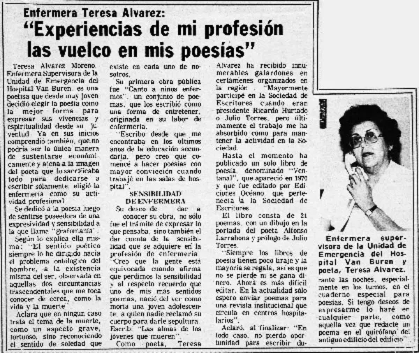 Experencias de mi profesión las vuelco en mis poesías"  [artículo]