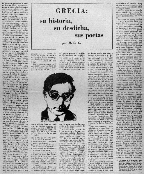 Grecia: su historia, su desdicha, sus poetas  [artículo] M. C. G.