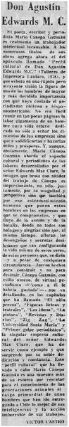Don Agustín Edwards M. C.  [artículo] Víctor Castro.