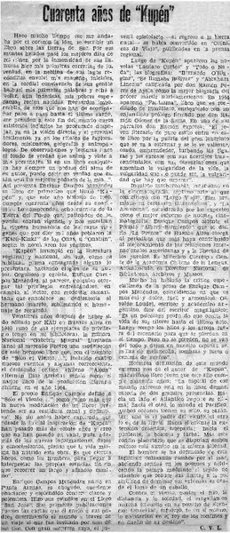 Cuarenta años de "Kupén"  [artículo] C. V. L.