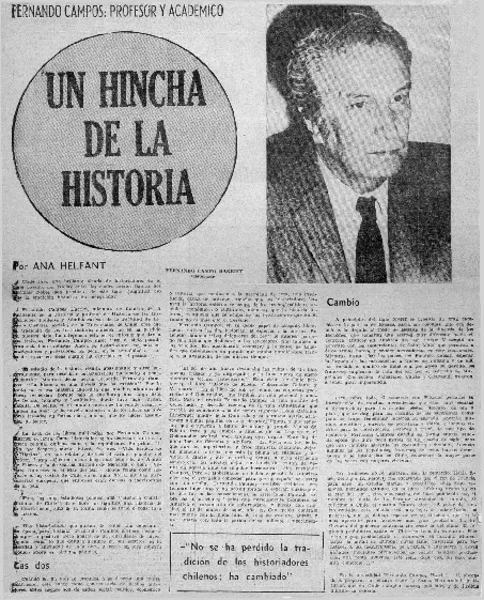 Un Hincha de la historia  [artículo] Ana Helfant.