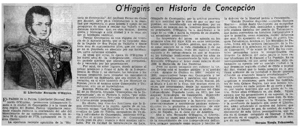 O'Higgins en historia de Concepción  [artículo] Hernán Varela Valenzuela.