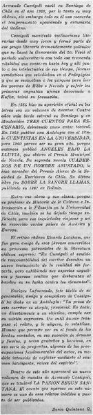 Armando Cassígoli  [artículo] Sonia Quintana R.