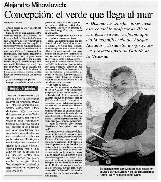 Concepción: el verde que llega al mar : [entrevista] [artículo] Marcelo Sánchez.