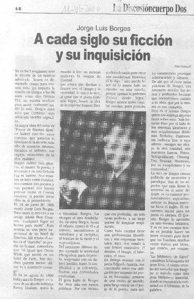 A cada siglo su ficción y su inquisición  [artículo] Fidel Torres P.