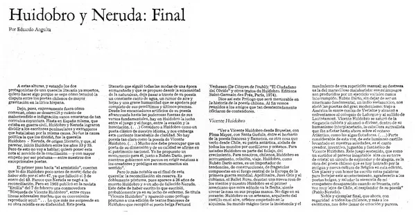 Huidobro y Neruda: final  [artículo] Eduardo Anguita.