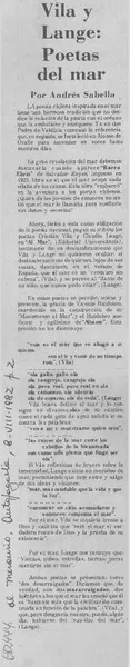 Vila y Lange: poetas del mar  [artículo] Andrés Sabella.