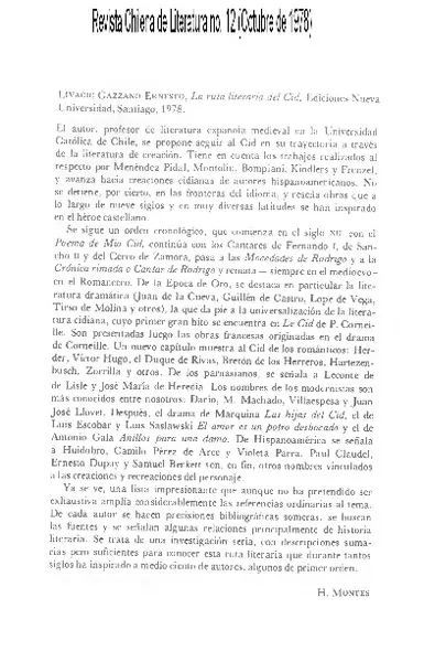 La ruta literaria del Cid  [artículo] H. Montes.