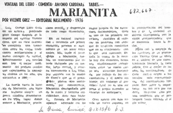 Marianita  [artículo] Antonio Cárdenas Tabies.